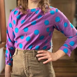 Bright polka dot vintage long sleeve shirt